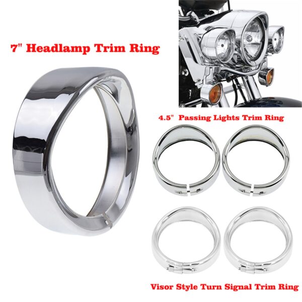 Motorcycle Chrome Headlight Trim Ring Set - Image 3