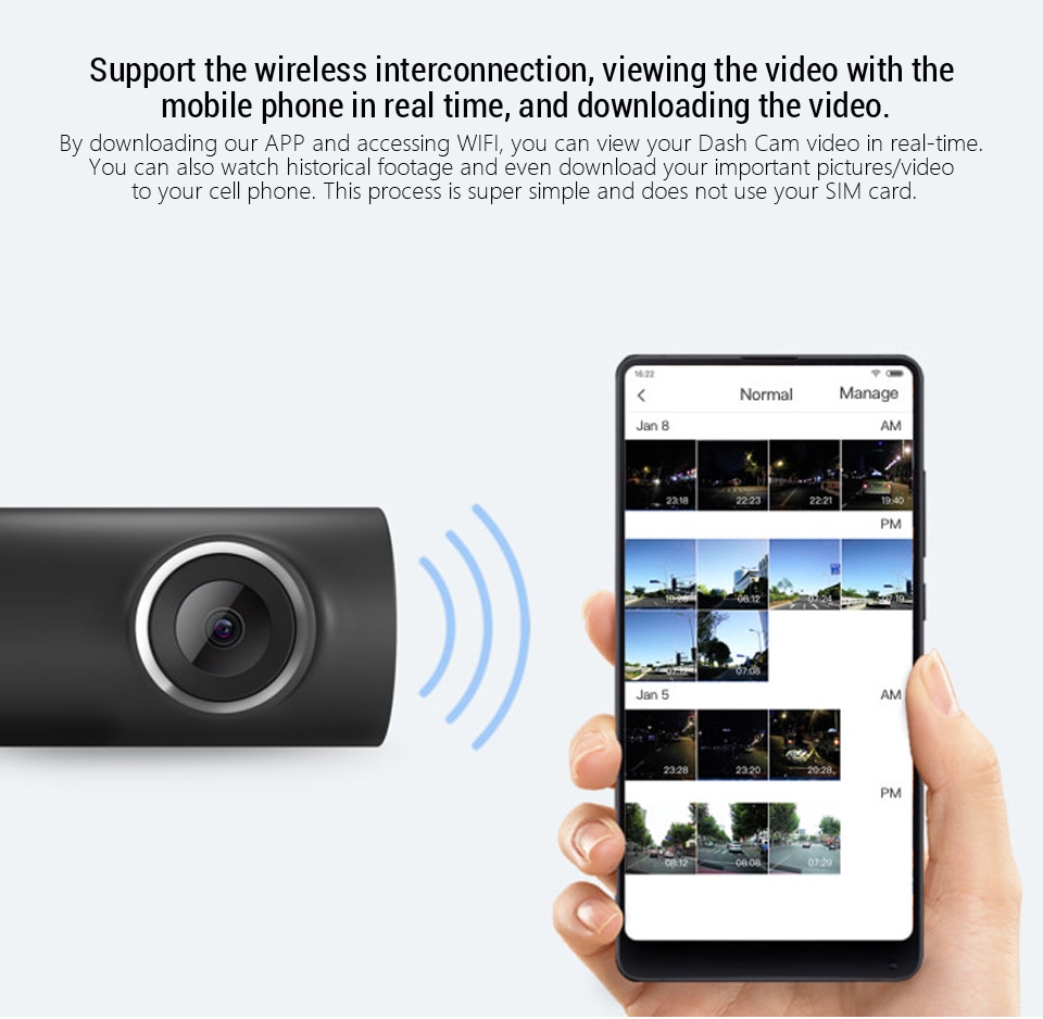 Tube Design WiFi 1080P HD Dashcam with Voice Control