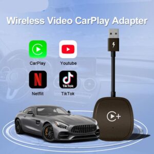 Wireless Video Carplay Adapter with Netflix/YouTube/ TikTok for OEM Wireless CarPlay Cars